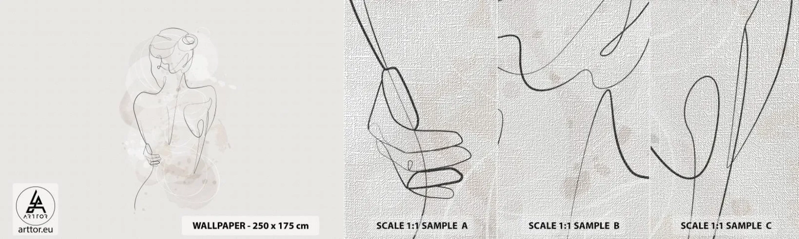 Mostră tapet Premium Canvas - Ca un instrument sensibil - Femeie, Corp, Grafică - 100x30 cm