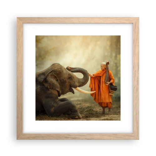 Poster în ramă de stejar deschis - Întâlnire în călătorie - 30x30 cm