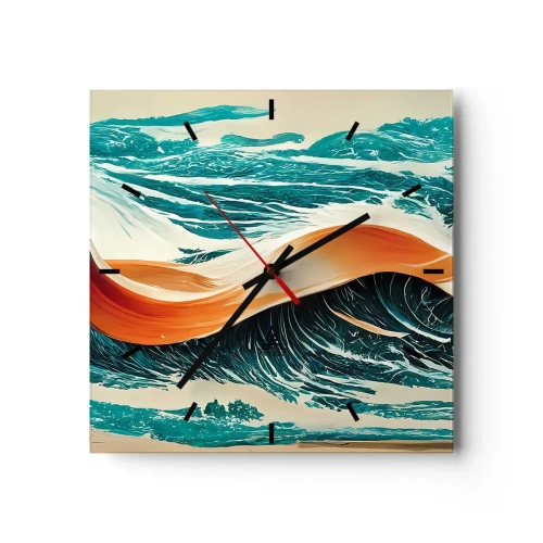Ceas de perete - Ceas pe sticlă - Visul unui surfer - 30x30 cm