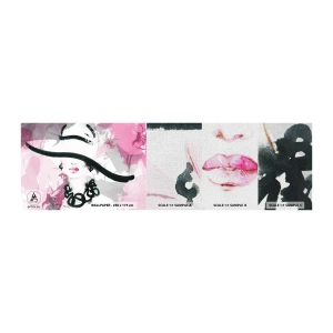 Mostră tapet Premium Canvas - Studiu unei dame în negru și roz - Femeie, Chipul de femeie, Abstracția - 100x30 cm