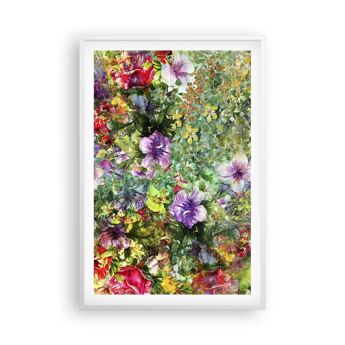 Poster în ramă albă - Să ne pierdem în flori - 61x91 cm