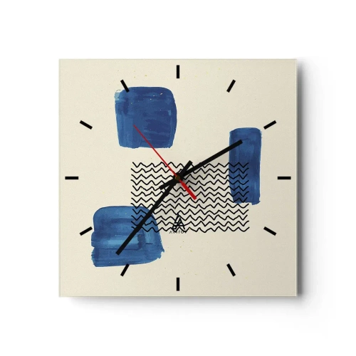 Ceas de perete - Ceas pe sticlă - Cvartet abstract - 30x30 cm