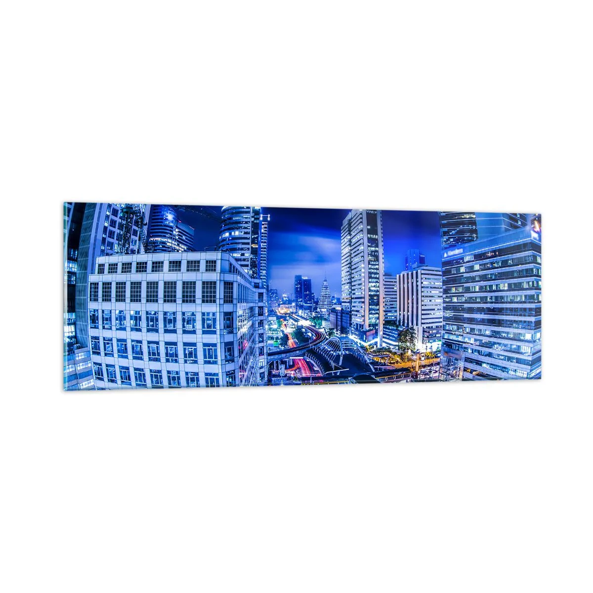Tablou pe sticlă - Ritmurile orașului de noapte - 90x30 cm