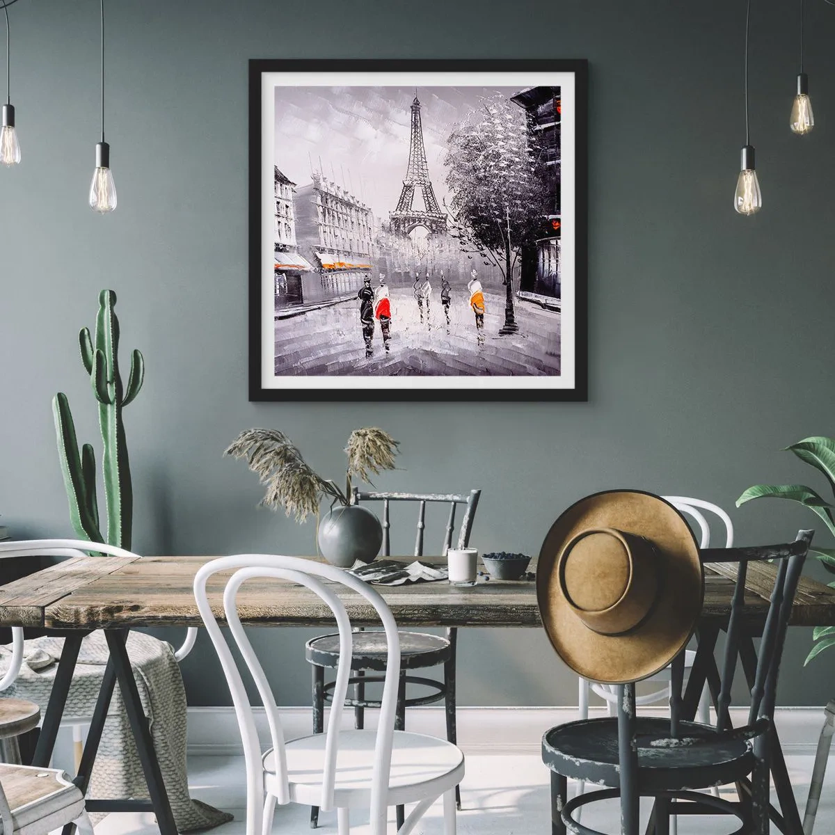Poster în ramă neagră - O plimbare pariziană - 30x30 cm