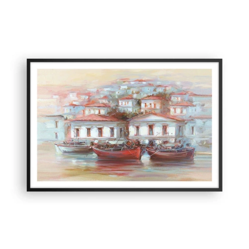 Poster în ramă neagră - Orășel fericit - 91x61 cm