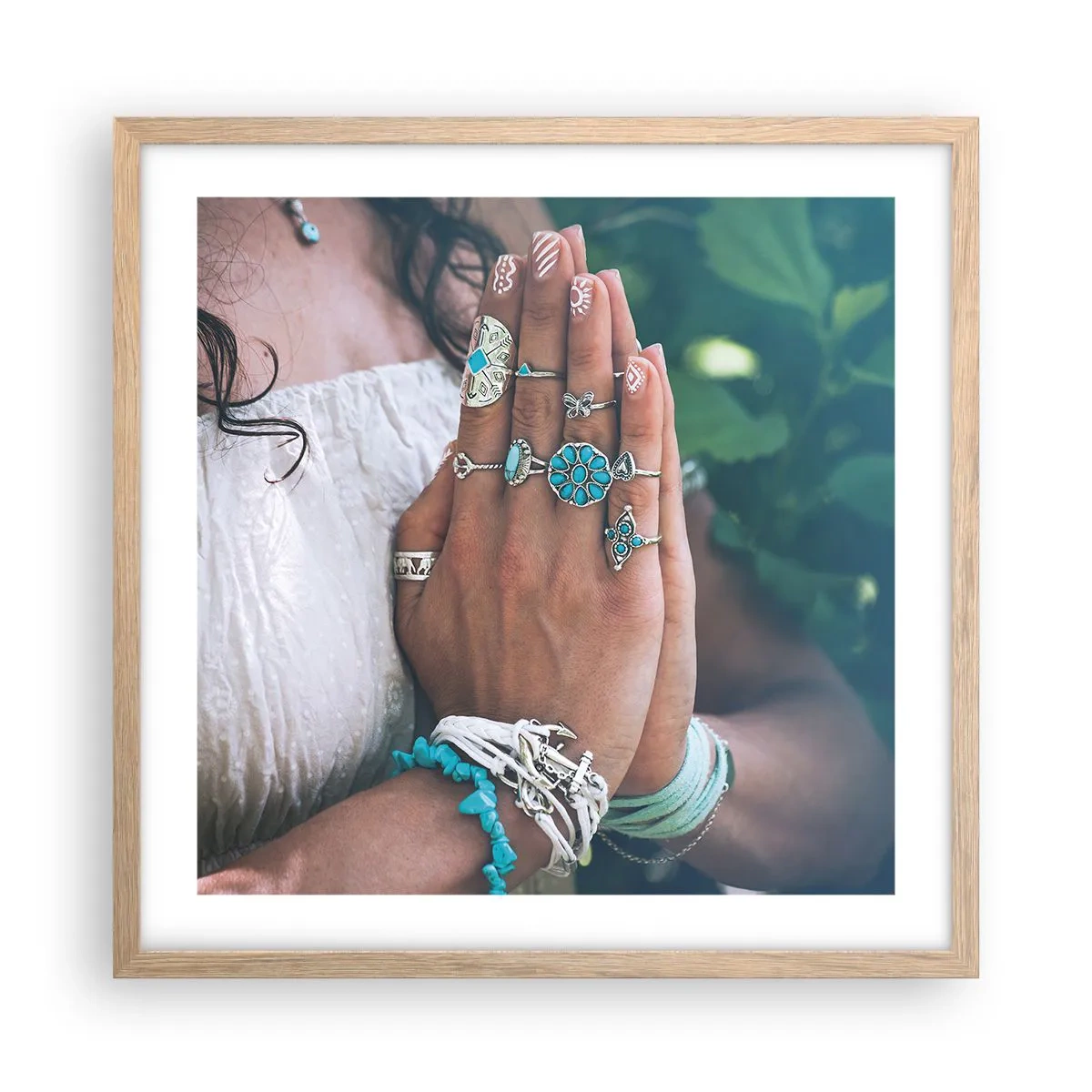 Poster în ramă de stejar deschis - Bine ați venit în centrul ființei - 50x50 cm