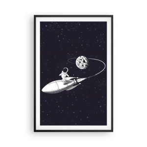 Poster în ramă neagră - Surfer spațial - 61x91 cm