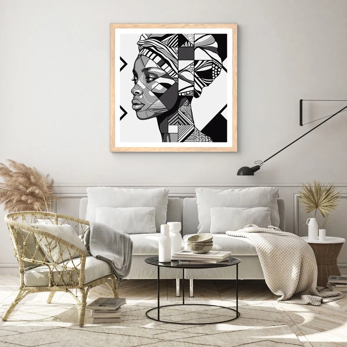 Poster în ramă de stejar deschis - Portret etnic - 40x40 cm