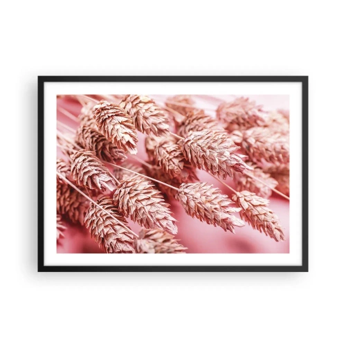 Poster în ramă neagră - Cascadă florală în roz - 70x50 cm