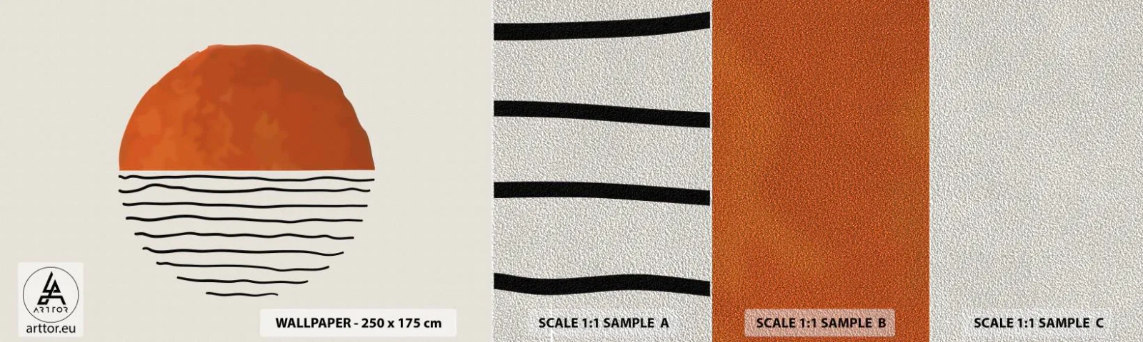 Mostră tapet Premium Sand - În stil japonez - Abstracția, Bucată, Minimalism - 100x30 cm
