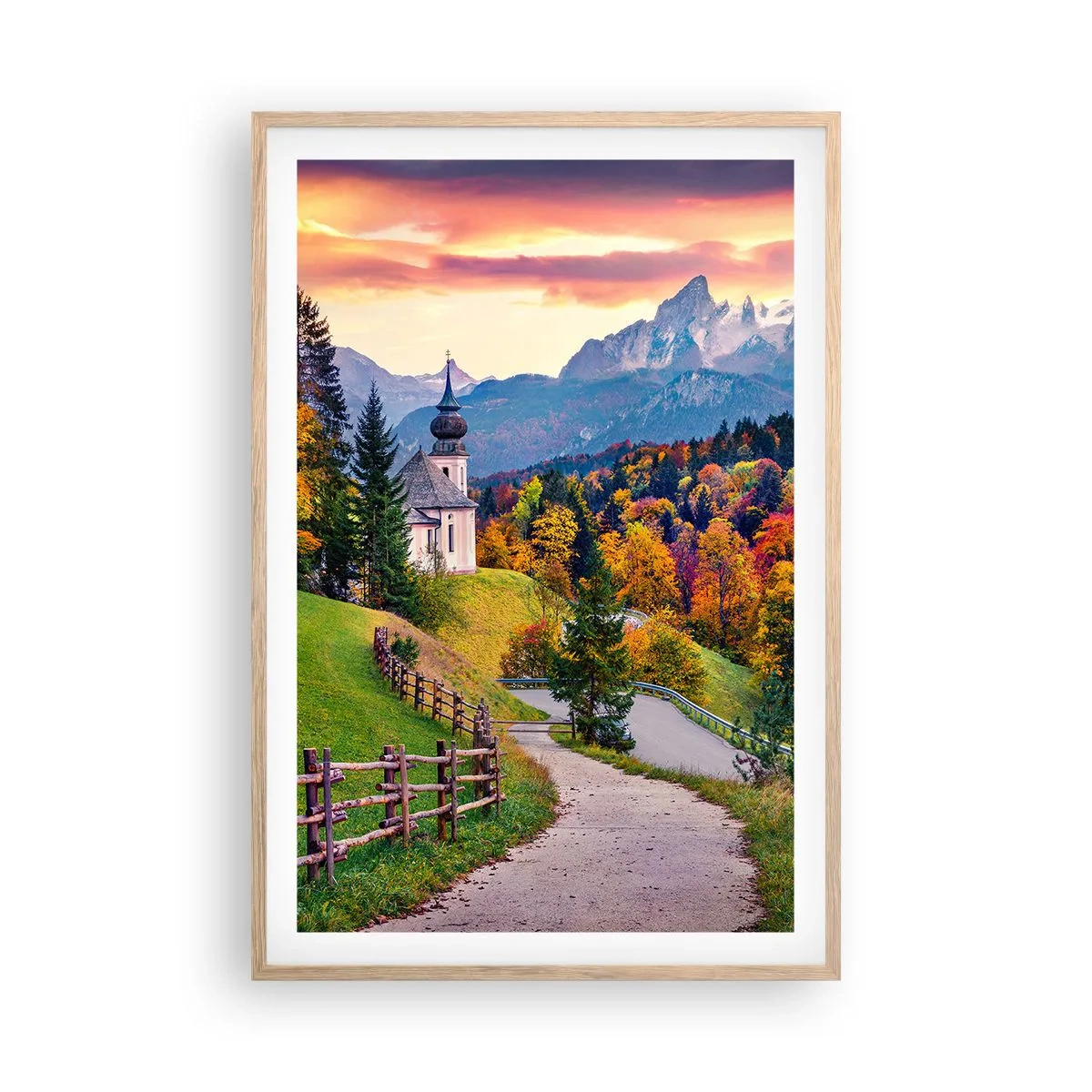 Poster în ramă de stejar deschis - Un peisaj ca o pictură - 61x91 cm