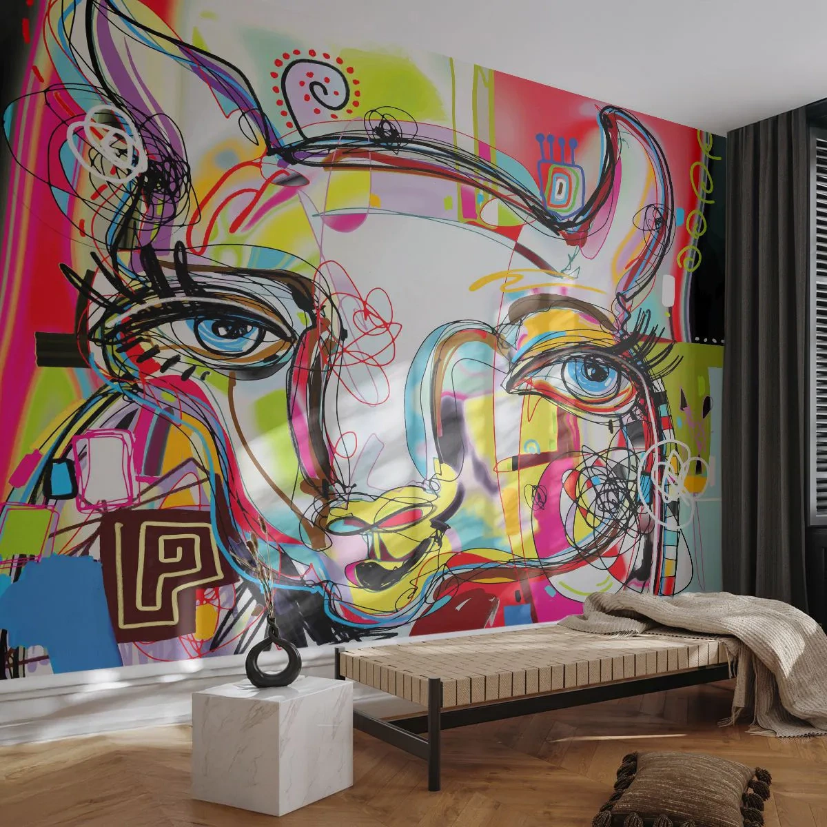 Tapet Standard Eco - Bogăția naturii feline - Abstracția, Bucată, Grafică - 400x280 cm