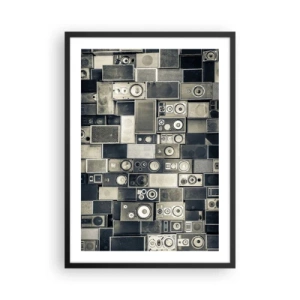 Poster în ramă neagră - Colaj de difuzoare în nuanțe de gri - 50x70cm - Și totul este în regulă - Decorațiune modernă pentru perete pentru living și dormitor ARTTOR