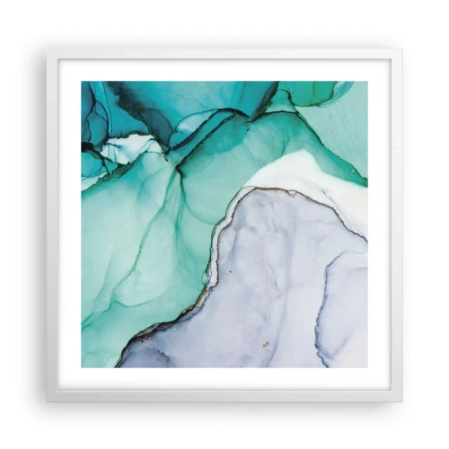 Poster în ramă albă - Studiu în turcoaz - 50x50 cm
