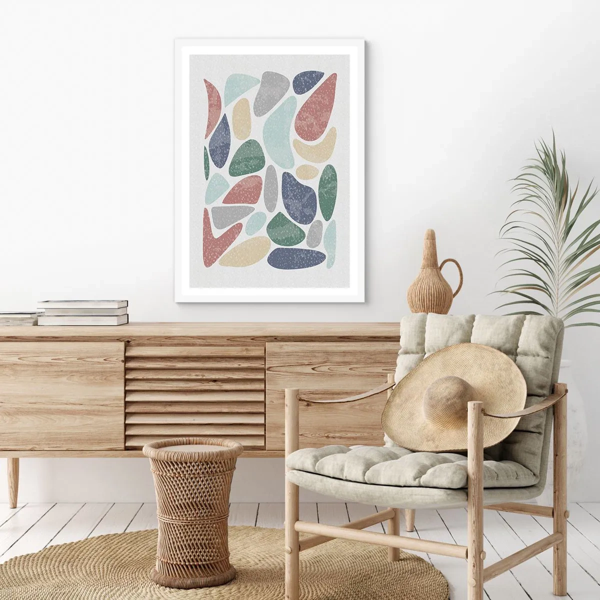 Poster în ramă albă - Un mozaic de culori pudrate - 50x70 cm