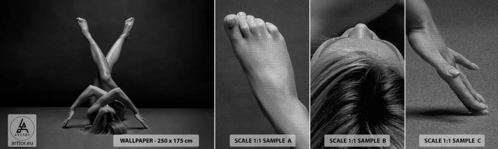 Mostră tapet Premium Canvas - Geometria nudității - Femeie, Bucată, Corp - 100x30 cm