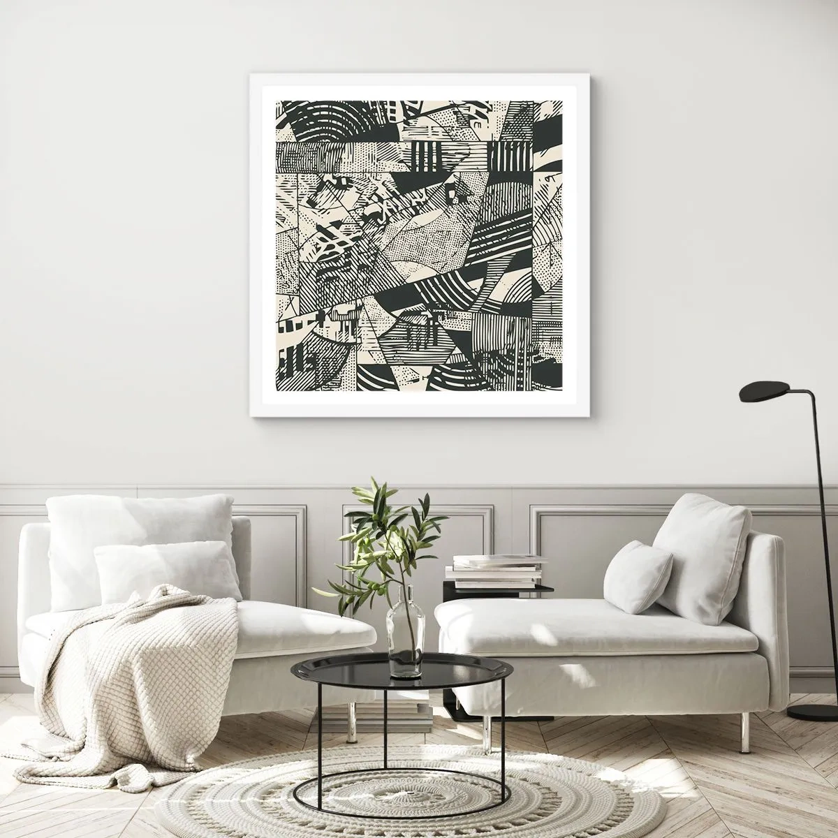 Poster în ramă albă - Dinamica de astăzi - 40x40 cm