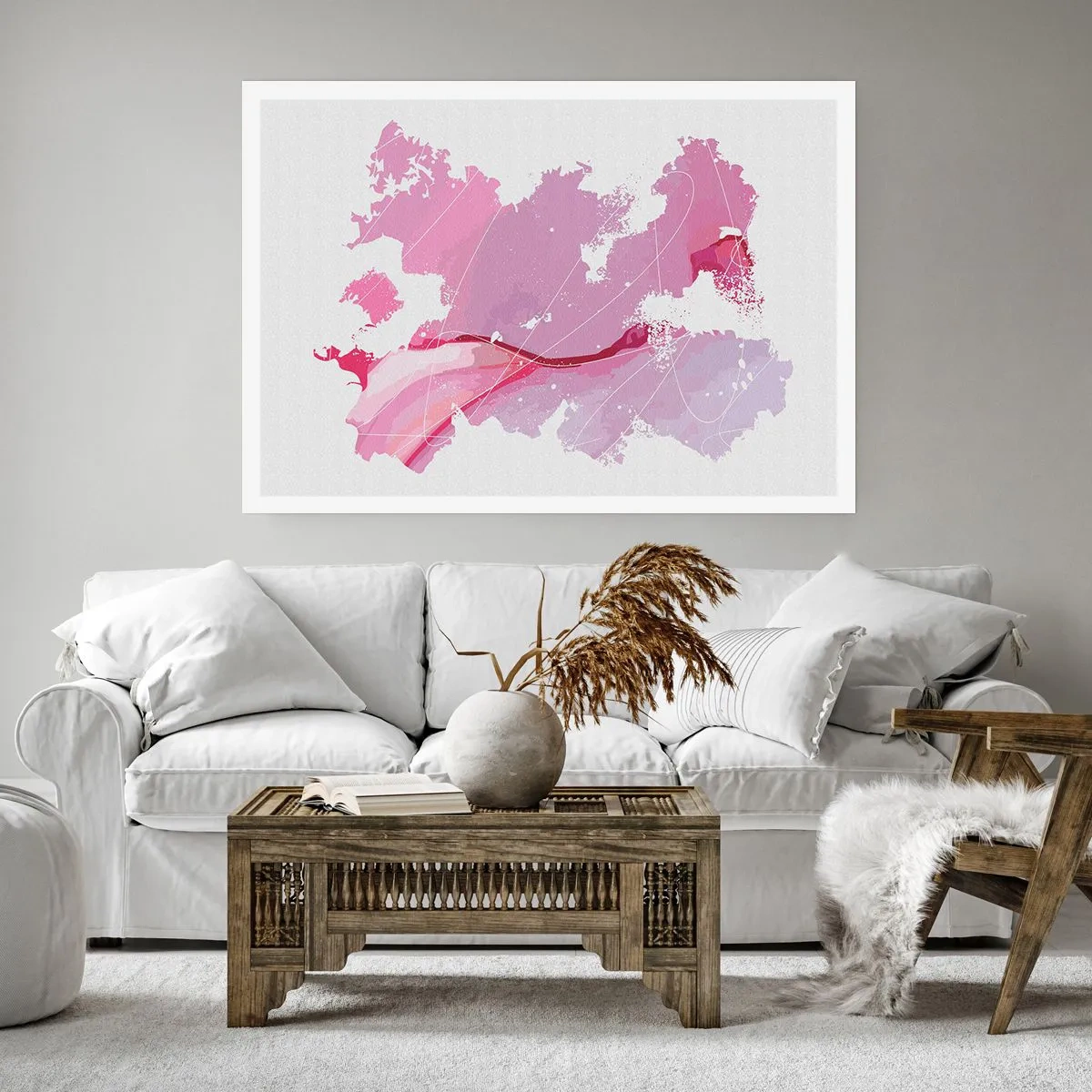 Poster - Harta unei lumi roz - 100x70 cm