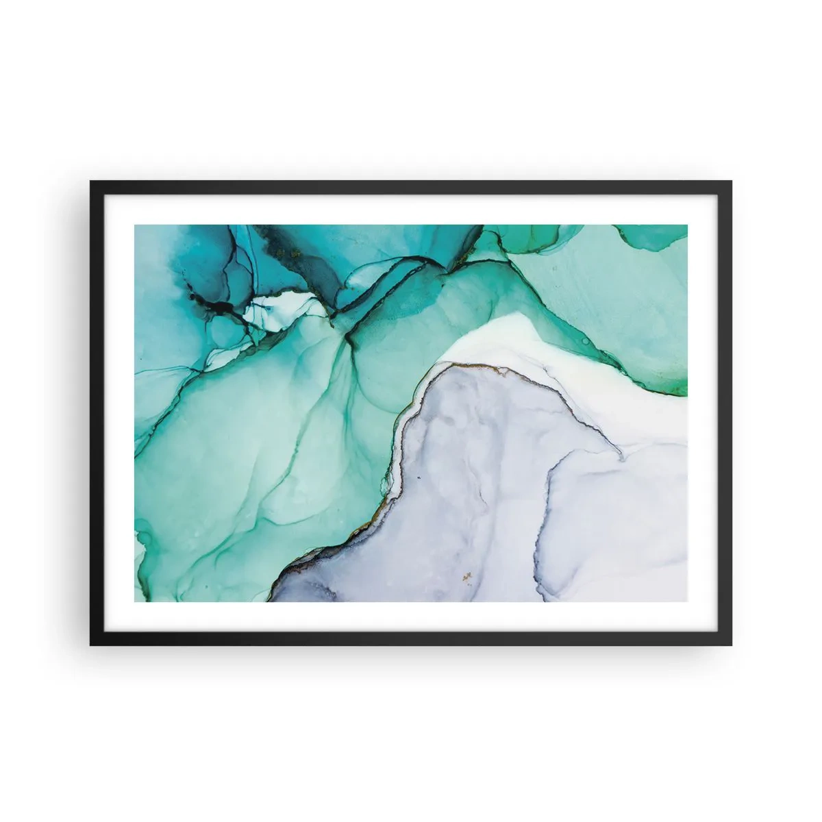 Poster în ramă neagră - Studiu în turcoaz - 70x50 cm