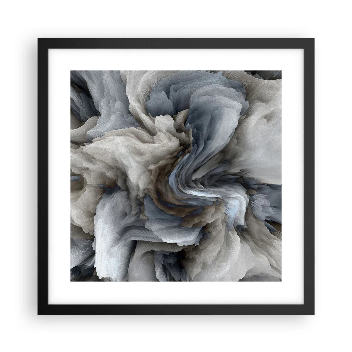 Poster în ramă neagră - Piatră și floare - 40x40 cm