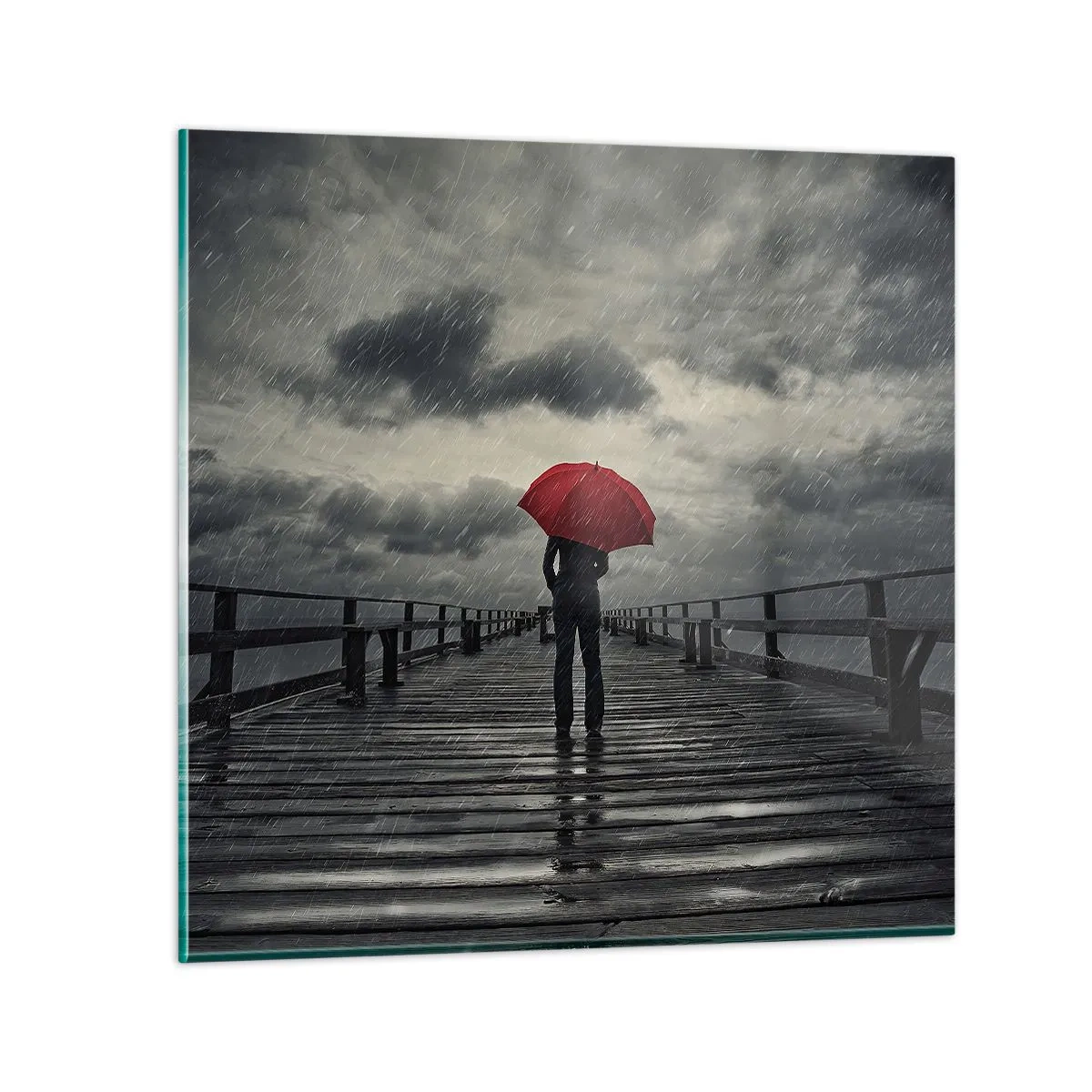 Tablou pe sticlă - Nu e nimic dacă plouă - 70x70 cm