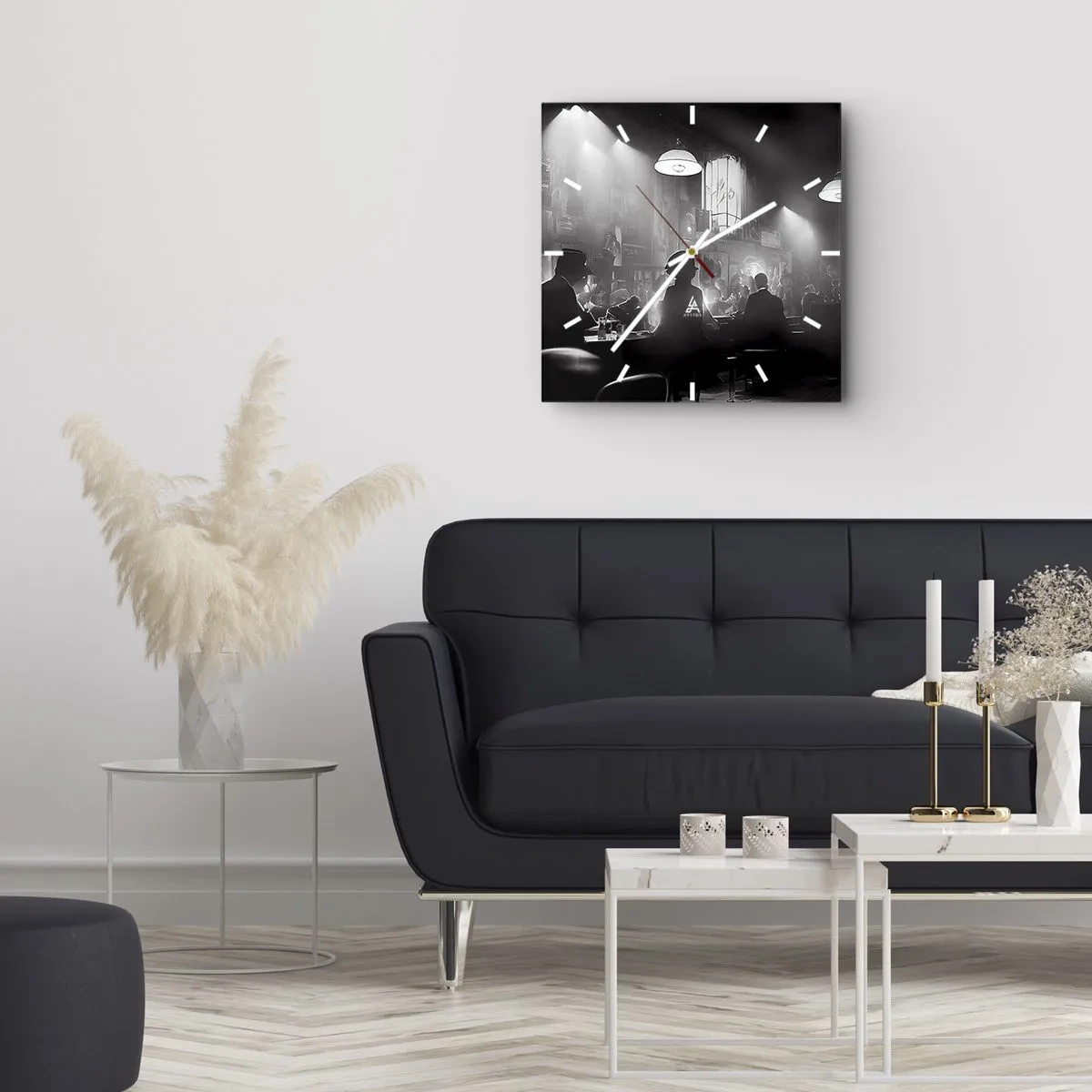 Ceas de perete - Ceas pe sticlă - În stil jazz - 40x40 cm