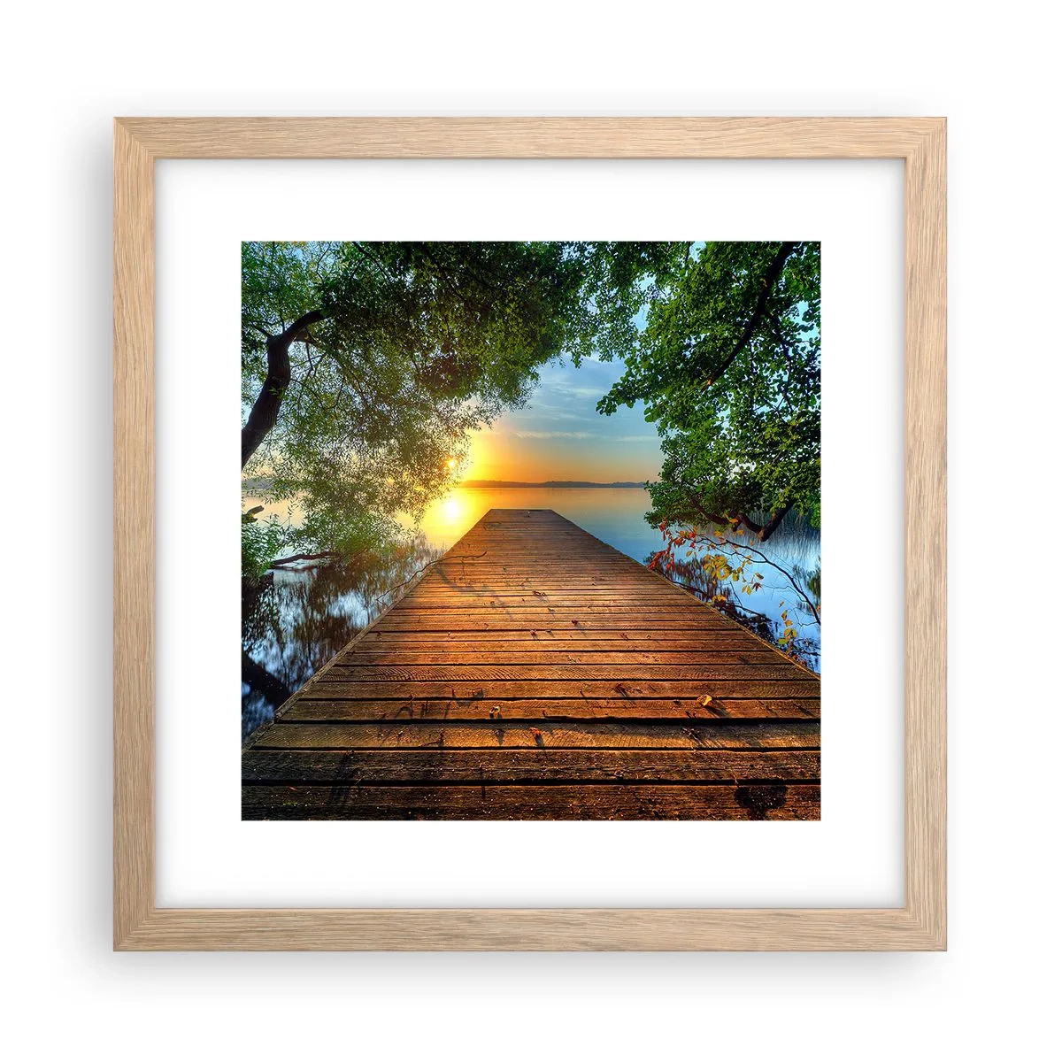 Poster în ramă de stejar deschis - Nu te grăbi, stai jos - 30x30 cm