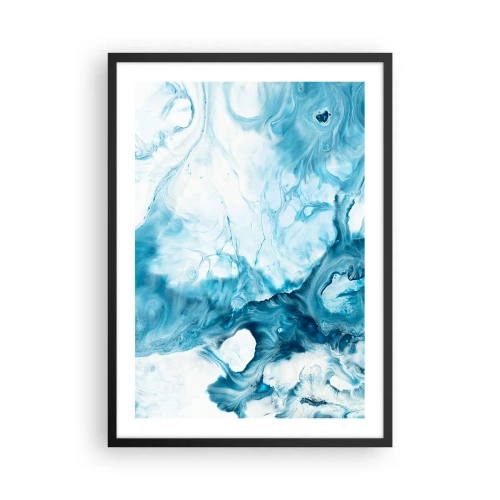 Poster în ramă neagră - Compoziție abstractă în nuanțe de albastru și alb - 50x70cm - Concert de nuanțe de albastru - Decorațiune modernă pentru perete pentru living și dormitor ARTTOR