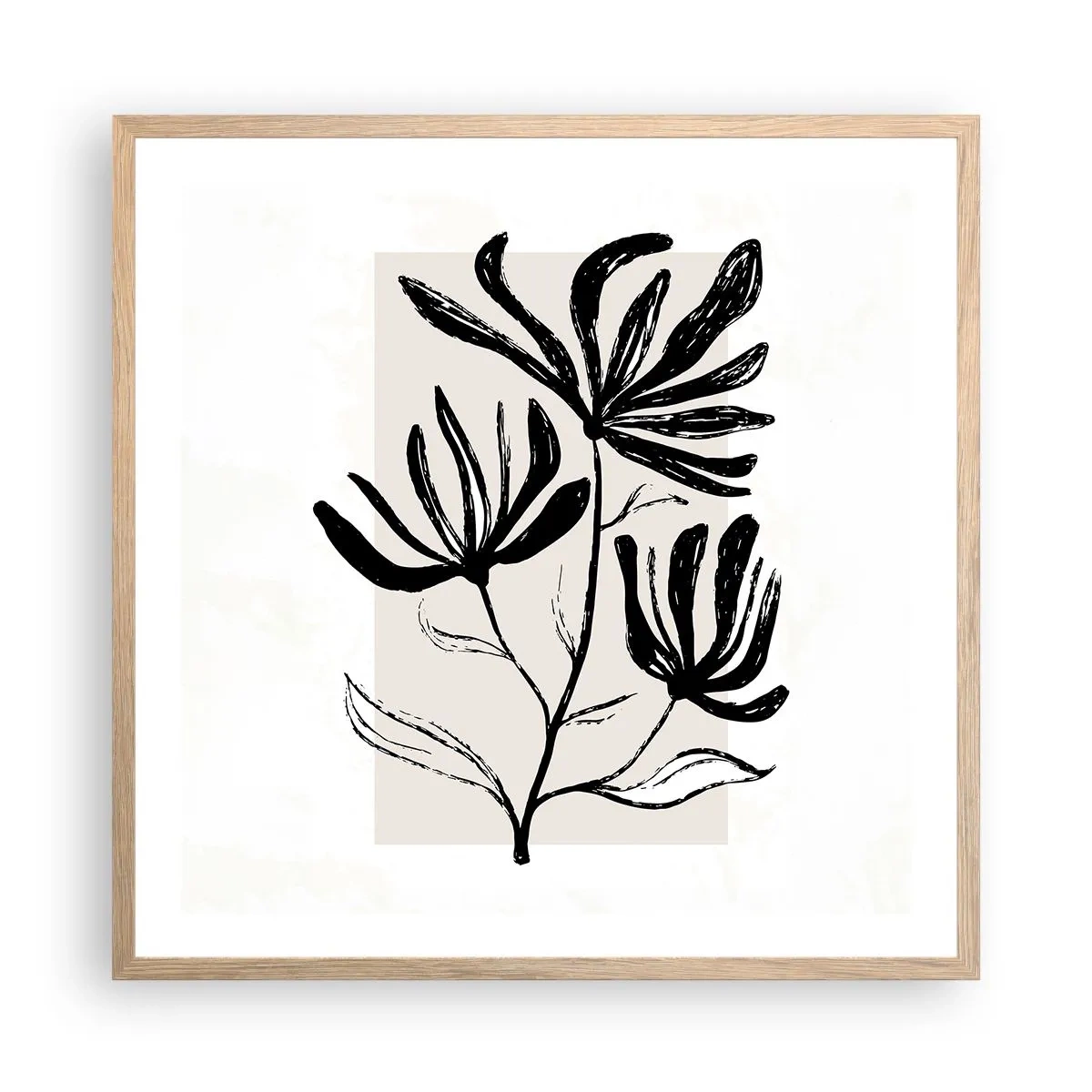Poster în ramă de stejar deschis - Schiță pentru ierbar - 60x60 cm