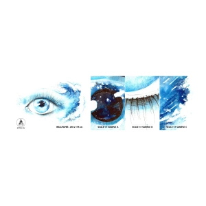 Mostră de Tapet Standard Eco - Scufundă-te în albastrul privirii - Abstracția, Ochi, Bucată - 100x30 cm