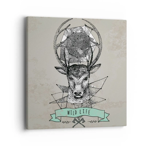 Tablou pe pânză - Viziunea Sfântului Hubertus - 40x40 cm