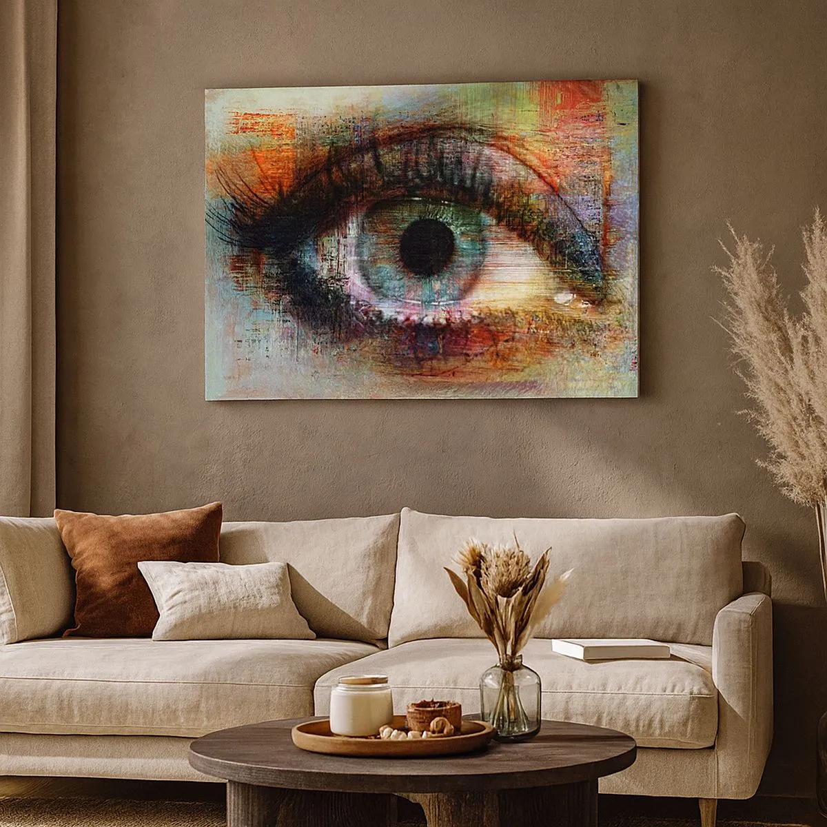 Tablou pe pânză Canvas - Ochi artistic în abstracție multicoloră - 70x50cm - Poți privi în suflet - Decorațiune modernă pentru perete pentru living și dormitor ARTTOR