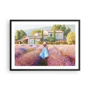 Poster în ramă neagră - Fata de lavandă - 70x50 cm
