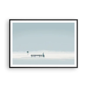 Poster în ramă neagră - Da, aștept. - 100x70 cm