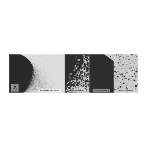 Mostră tapet Premium Sand - Mișcarea particulelor - Abstracția, alb-negru, Grafică - 100x30 cm