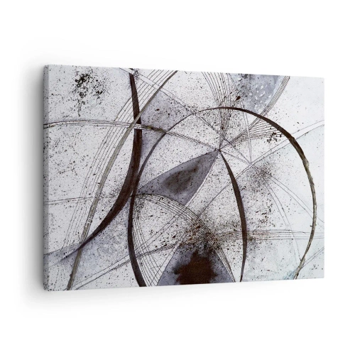 Tablou pe pânză Canvas - Linii și forme abstracte în nuanțe de gri și negru - 70x50cm - O fantezie futuristă - Decorațiune modernă pentru perete pentru living și dormitor ARTTOR