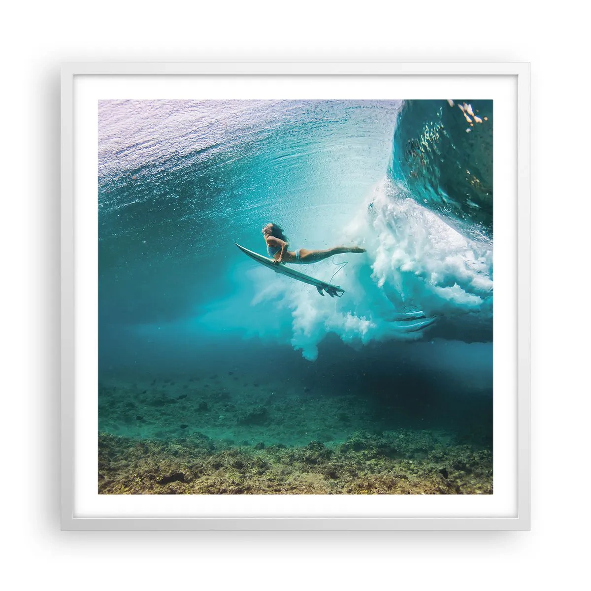 Poster în ramă albă - Lumea subacvatică - 60x60 cm