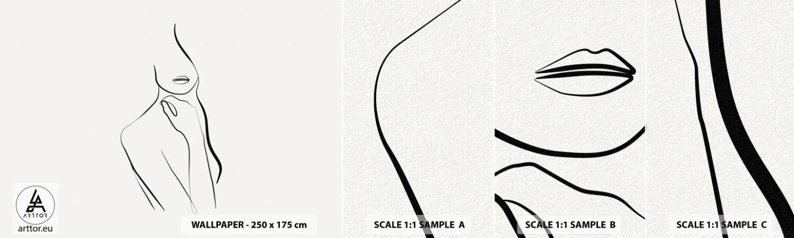 Mostră de Tapet Standard Eco - Val de melancolie - Abstracția, Corpul Femeii, Grafică - 100x30 cm