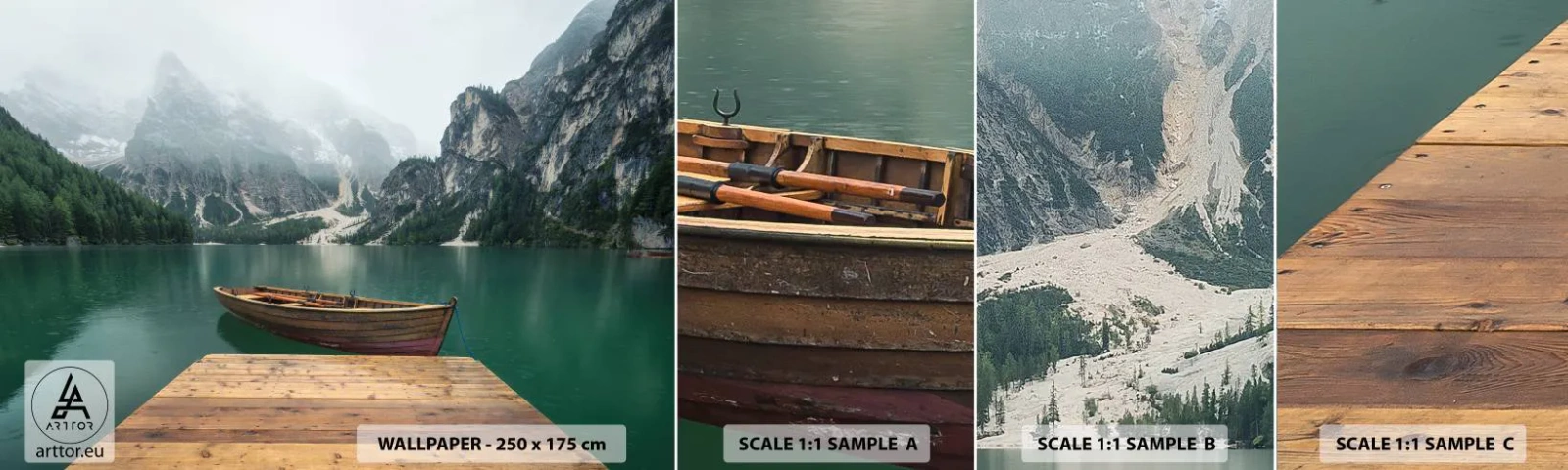 Mostră de Tapet Standard Eco - Și frunțile mândre - Peisaj, Munţi, Lac - 100x30 cm