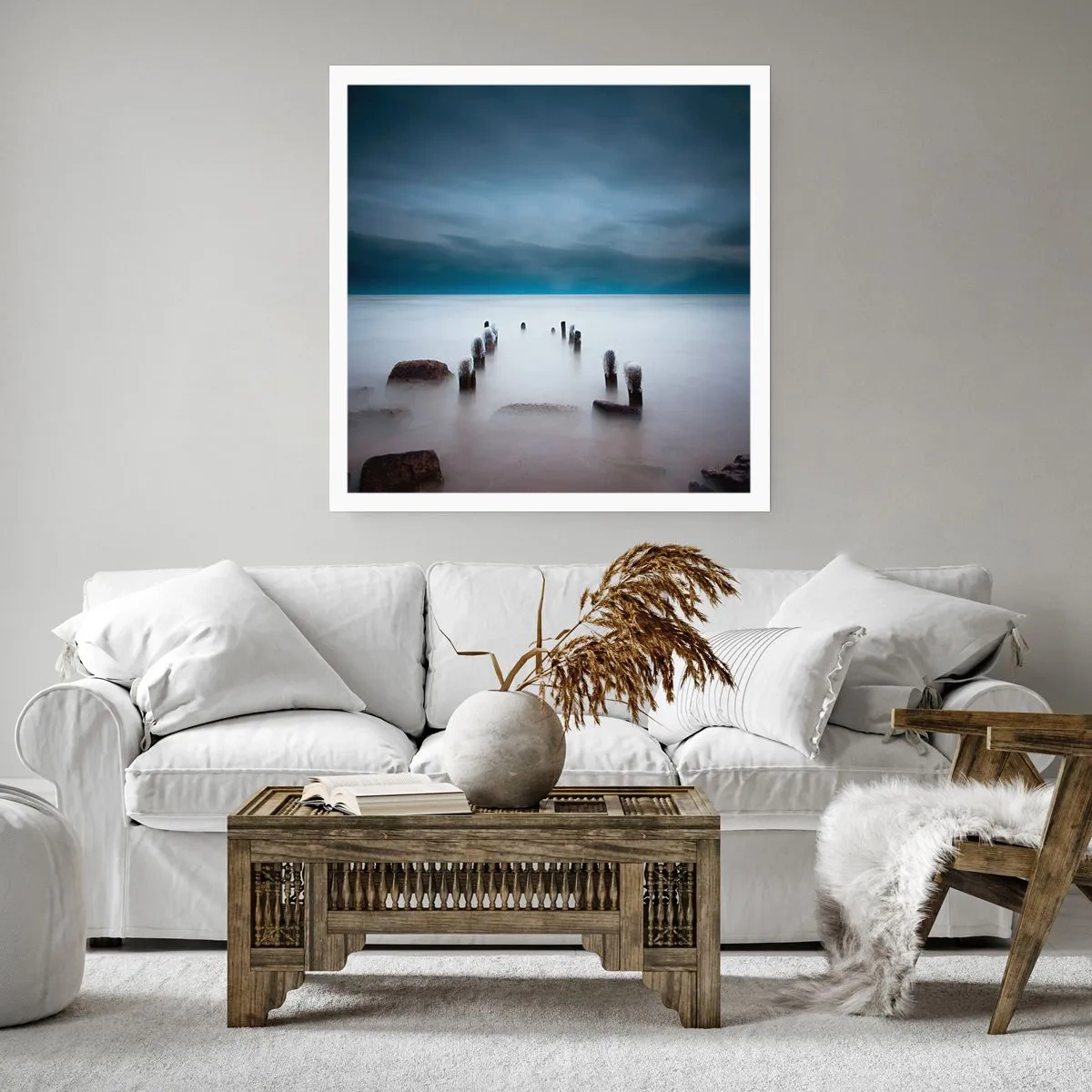 Poster - Un lac în ceața calmă - 60x60 cm