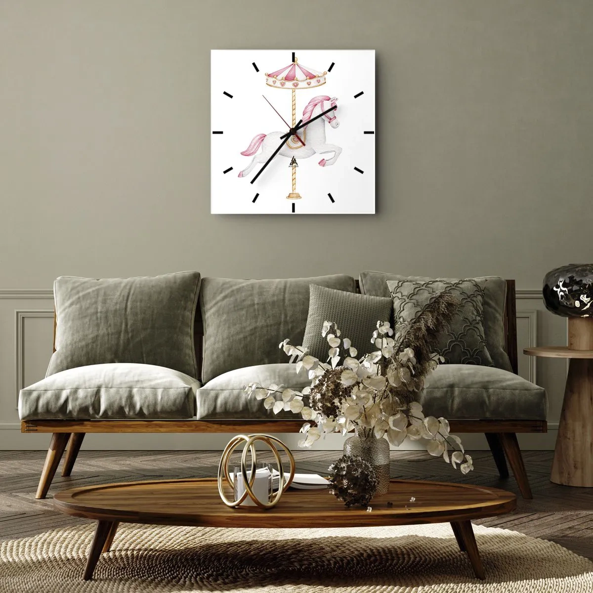 Ceas de perete - Ceas pe sticlă - A pornit la cursă - 40x40 cm