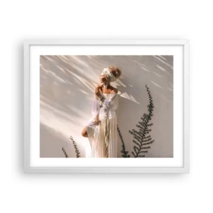 Poster în ramă albă - Soarele și fata - 50x40 cm