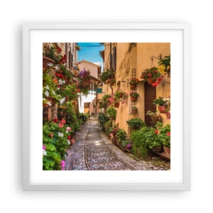 Poster în ramă albă - Străduță italiană - 40x40 cm
