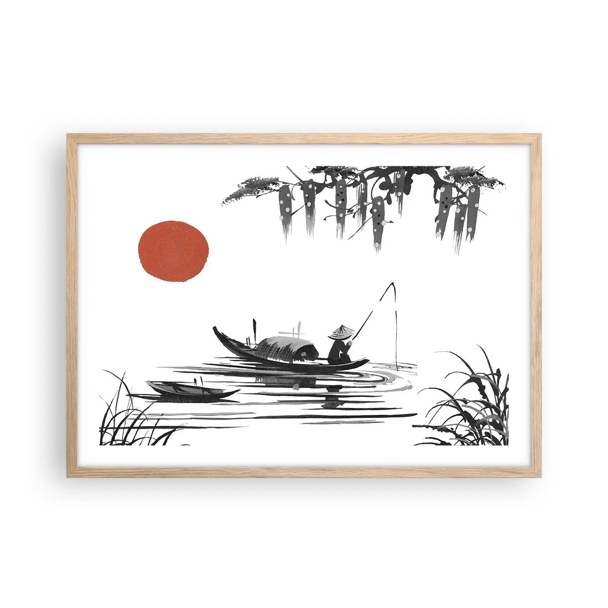 Poster în ramă de stejar deschis - O după-amiază asiatică - 70x50 cm