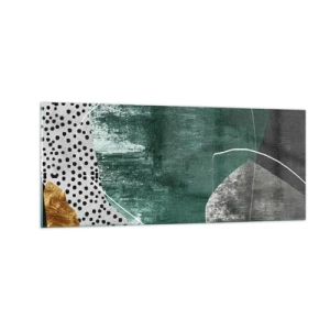 Tablou pe sticlă - Abstracție colorată cu fulgi de aur - 100x40 cm