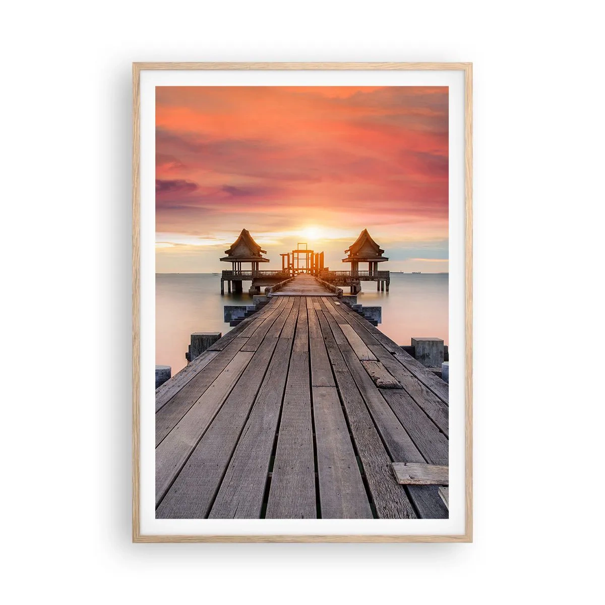 Poster în ramă de stejar deschis - Vestul la est - 70x100 cm