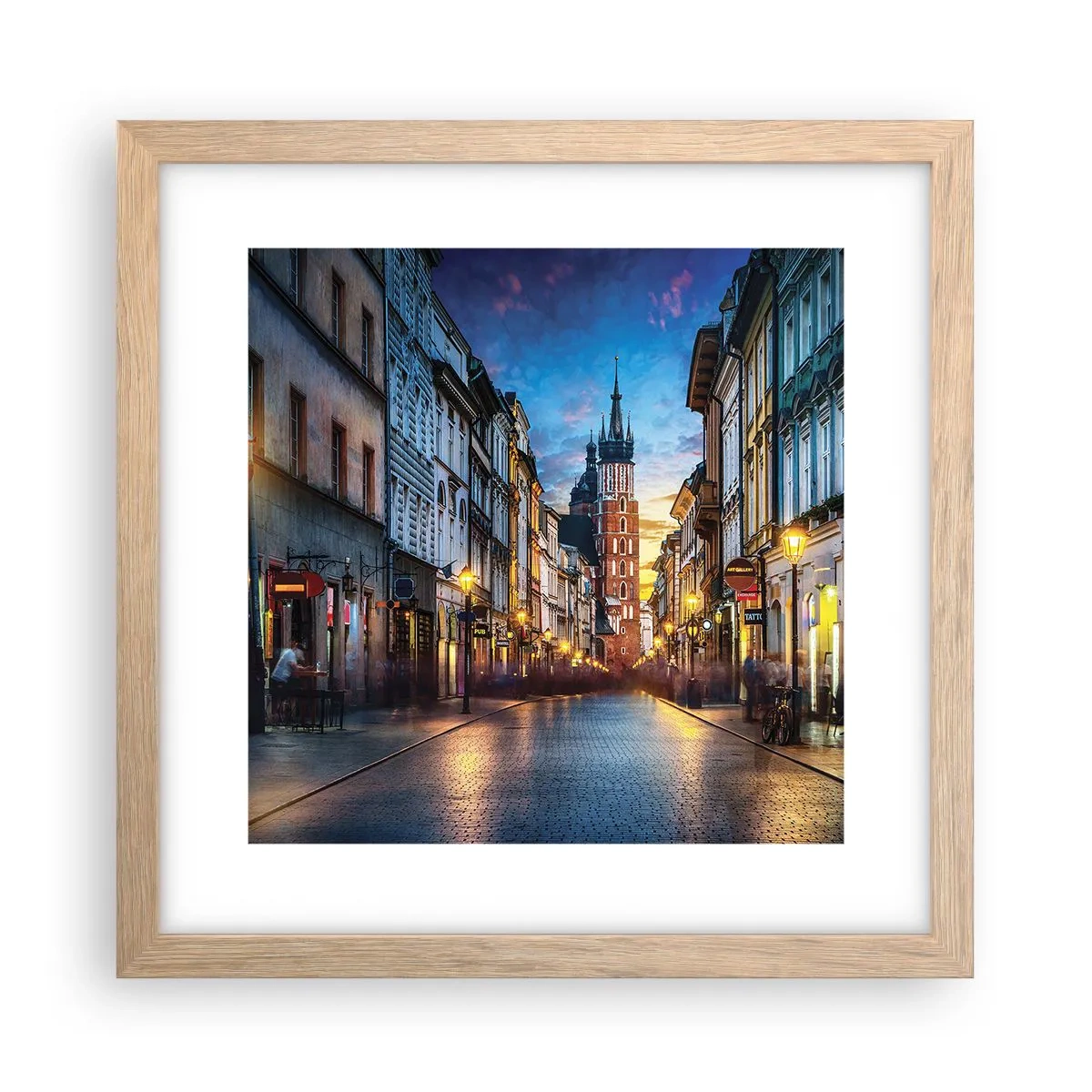 Poster în ramă de stejar deschis - Farmecul Cracoviei - 30x30 cm