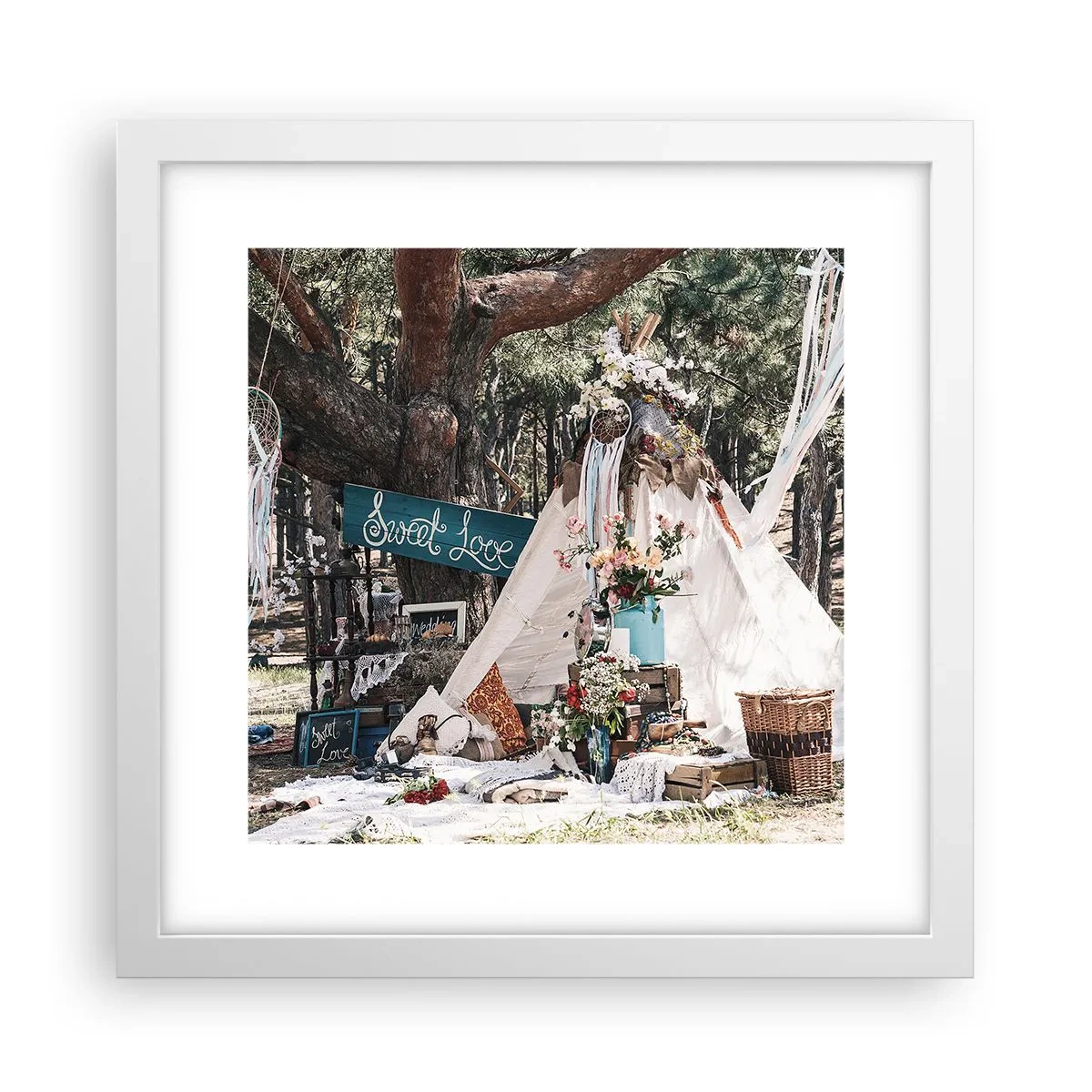 Poster în ramă albă - Make love… - 30x30 cm