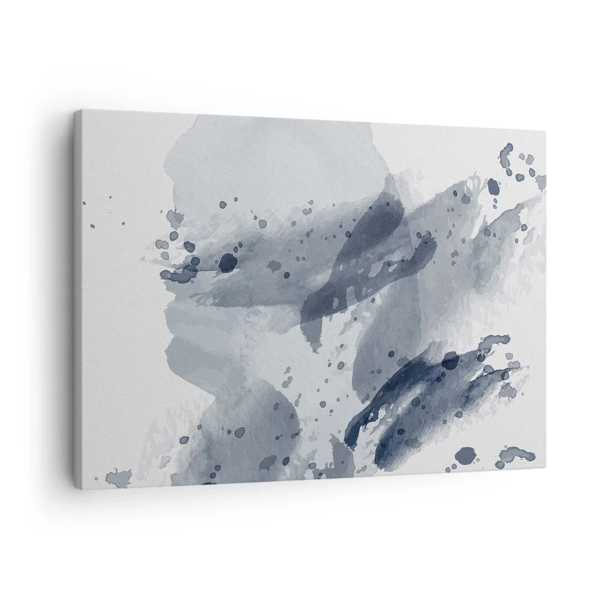 Tablou pe pânză Canvas - Pete abstracte în nuanțe de albastru pe un fundal deschis - 70x50cm - Un studiu al naturii de apă - Decorațiune modernă pentru perete pentru living și dormitor ARTTOR