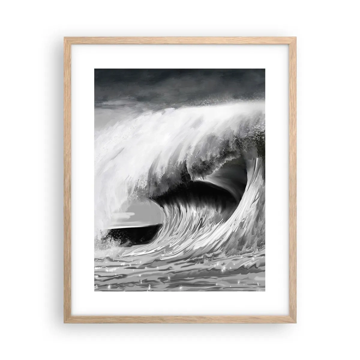 Poster în ramă de stejar deschis - Mânia oceanului - 40x50 cm